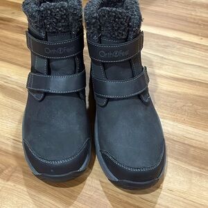 new! Ortho Feet Waterproof Boots Velcro Orthopedic Winter Nonslip Black Leather